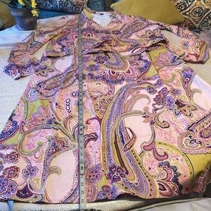 Allover Print Notched Neck Belted Dress size XL new without tag